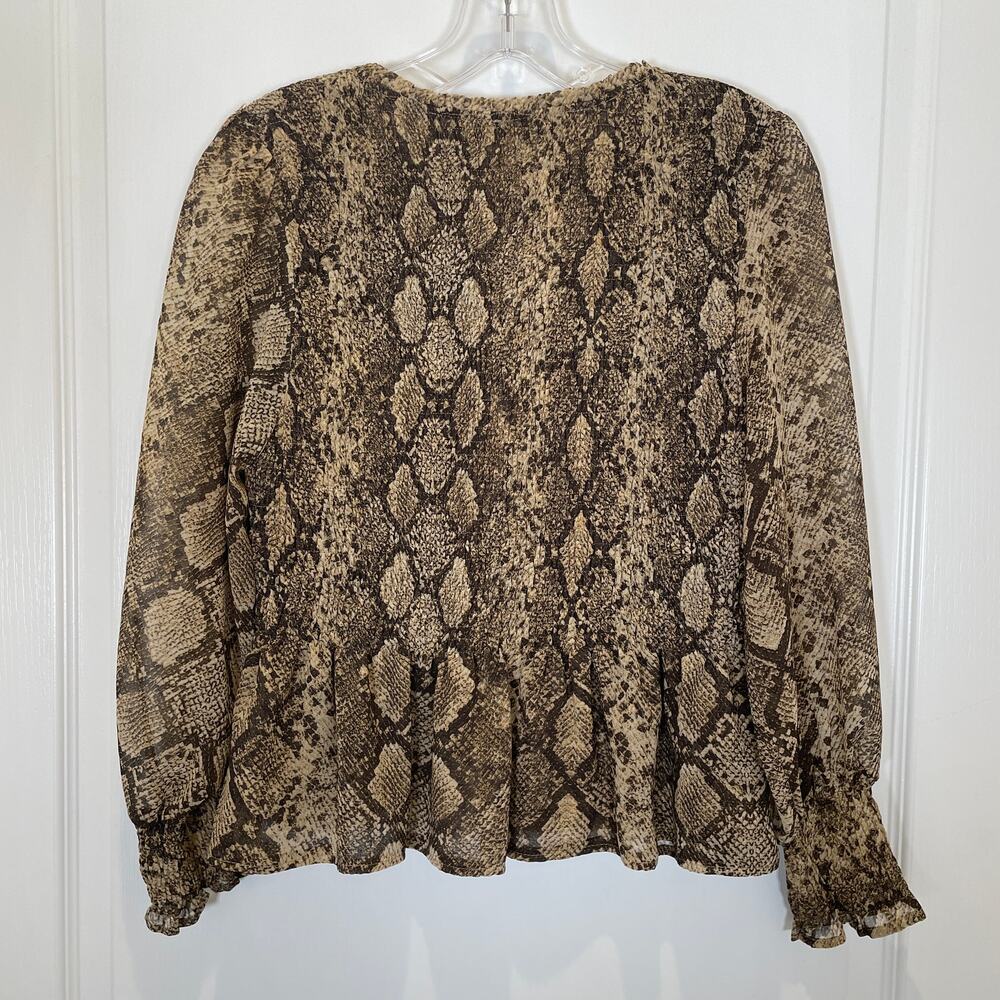Zara The Veronica Blouse Snake Print Python Ruffl… - image 6
